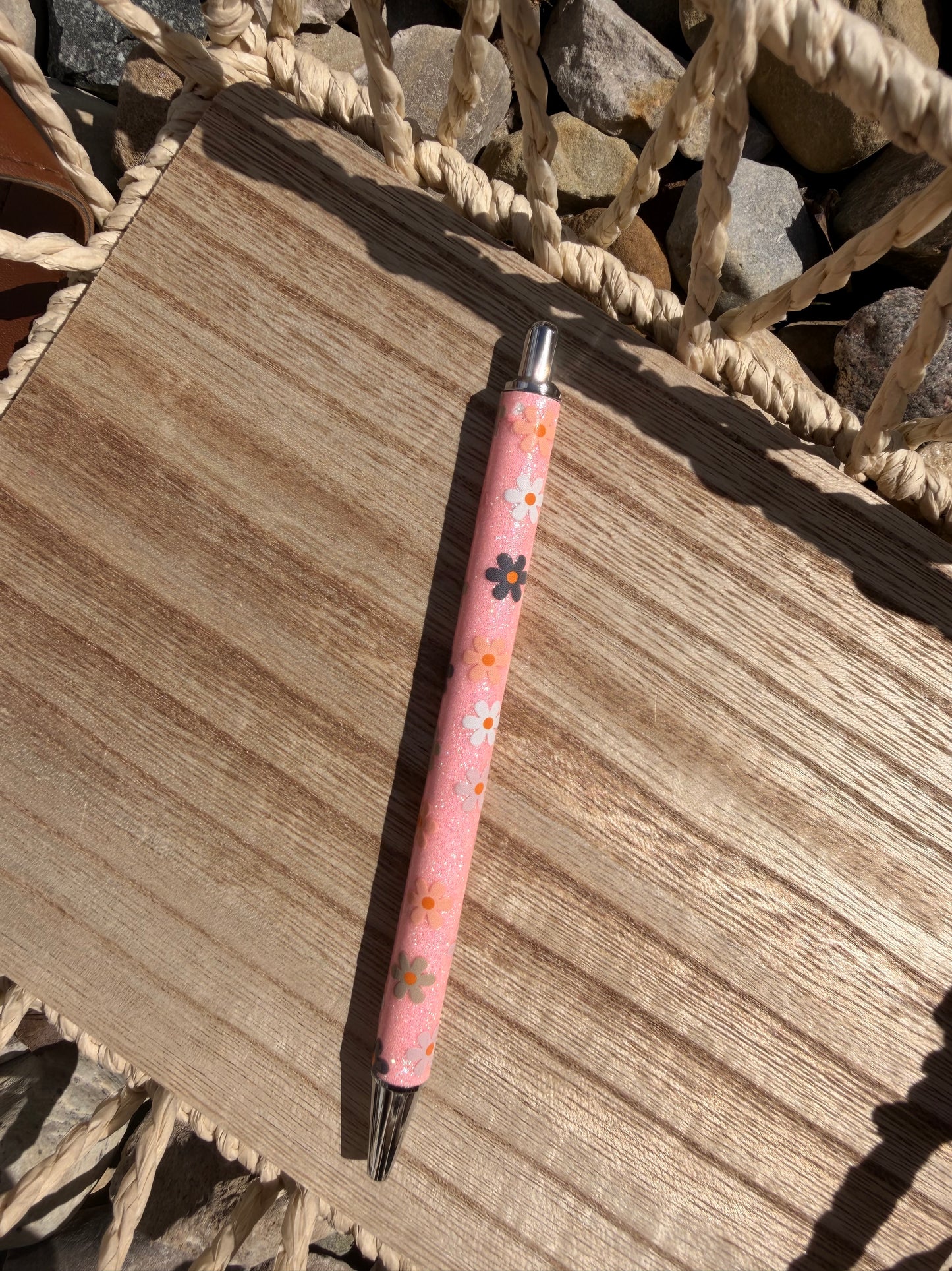 Colorful Flowers Wrapped Glitter Pen
