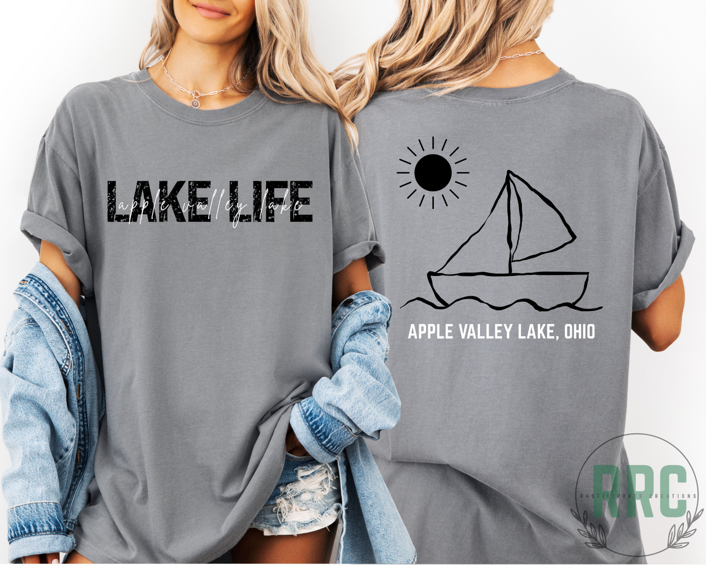 LAKE LIFE AV Lake Black Sailboat *COMFORT COLORS* RRC EXCLUSIVE