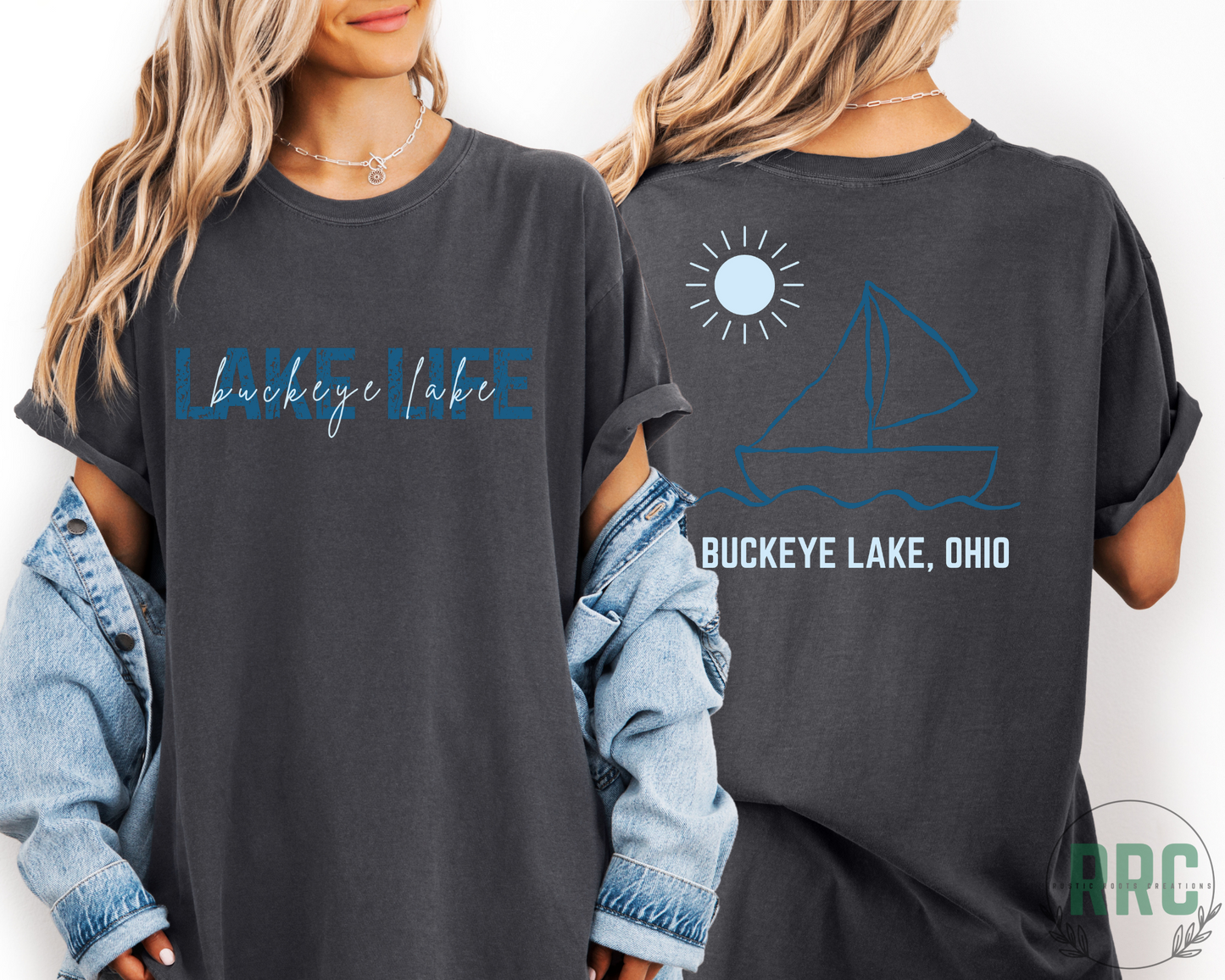 LAKE LIFE Buckeye Lake Blue Sailboat *COMFORT COLORS* RRC EXCLUSIVE