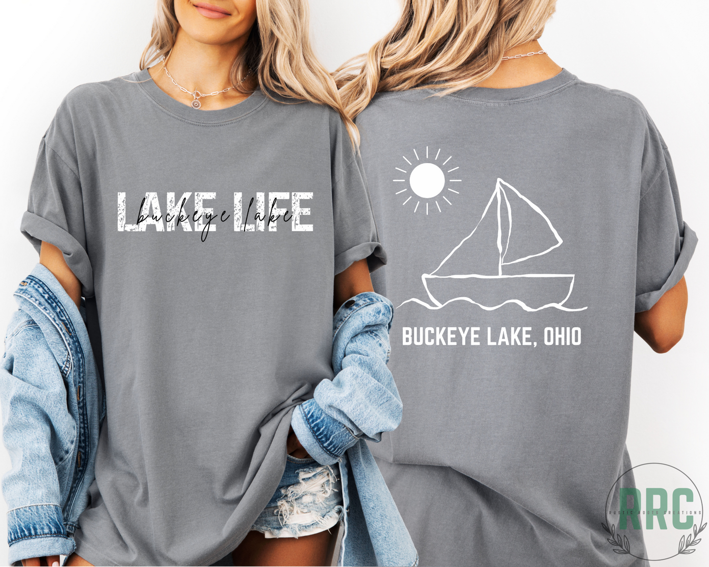LAKE LIFE Buckeye Lake White Sailboat *COMFORT COLORS* RRC EXCLUSIVE
