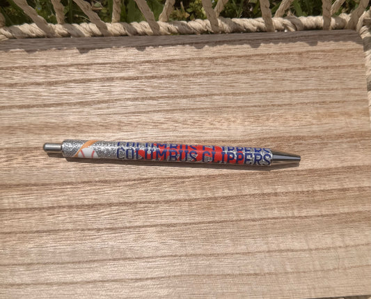 Columbus Clippers Stacked Wrapped Glitter Pen
