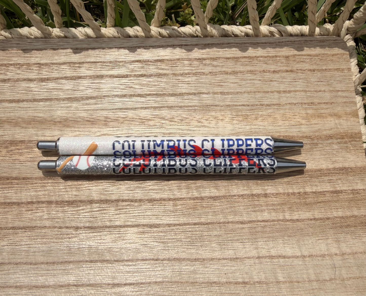 Columbus Clippers Stacked Wrapped Glitter Pen