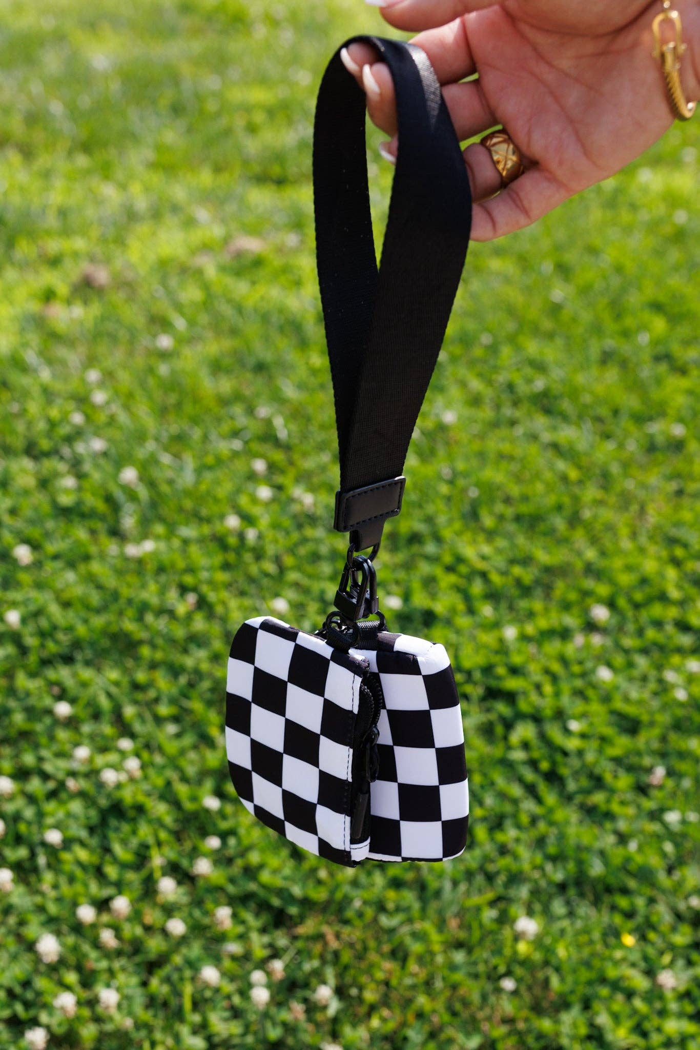 Checkered Dual Pouch Wristlet