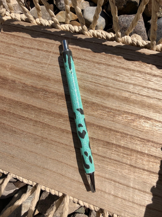 Leopard Drip Wrapped Glitter Pen