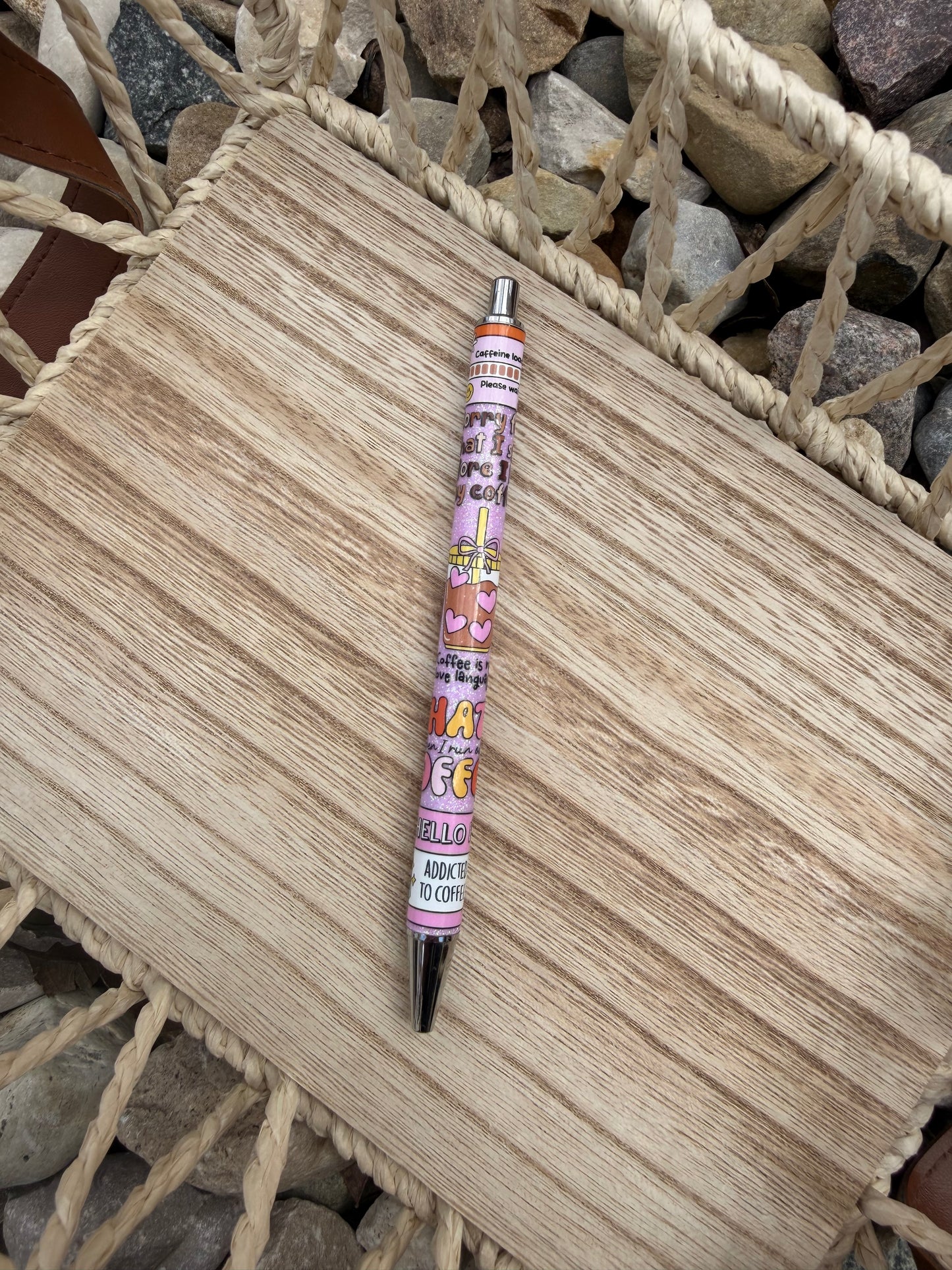 Coffee Lover Wrapped Glitter Pen