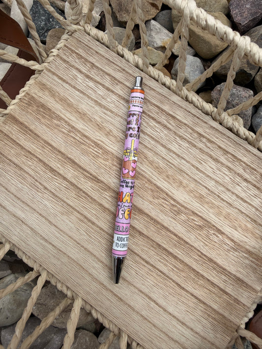 Coffee Lover Wrapped Glitter Pen