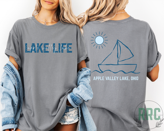 LAKE LIFE AV Lake Blue Sailboat *COMFORT COLORS* RRC EXCLUSIVE