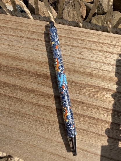 Blue Dog Wrapped Glitter Pen