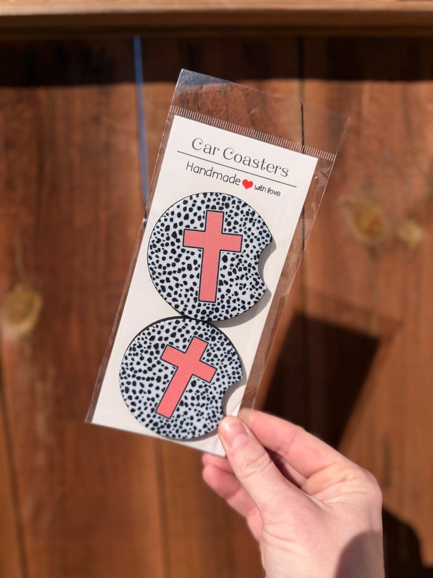 Pink Cross Car Coasters