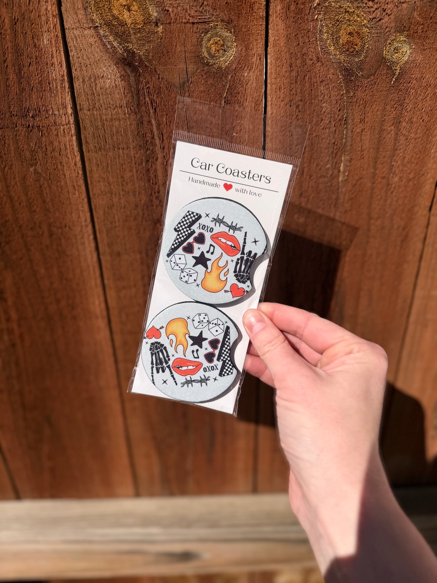 Punk Rock XOXO Car Coasters