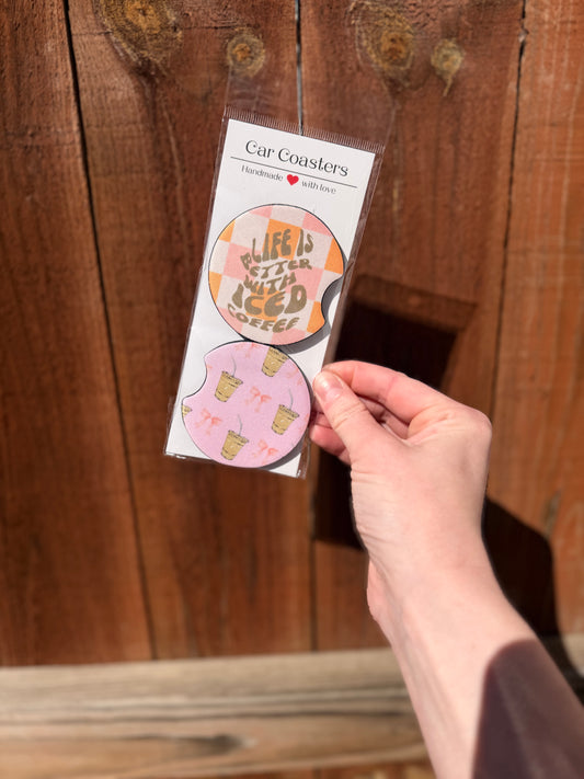 Life Is Better With Iced Coffee Car Coasters