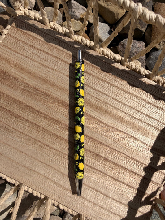 Lemons Wrapped Glitter Pen