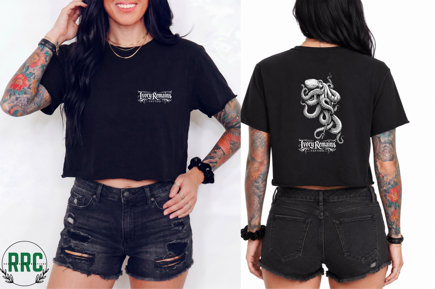 Women’s Ivory Remains Front and Back Design Crop Tee