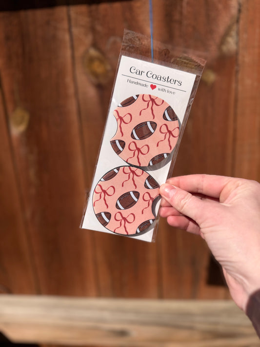 Football Bows Car Coasters