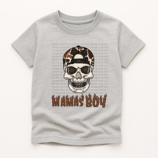 Boy's Skull Mama's Boy Tee