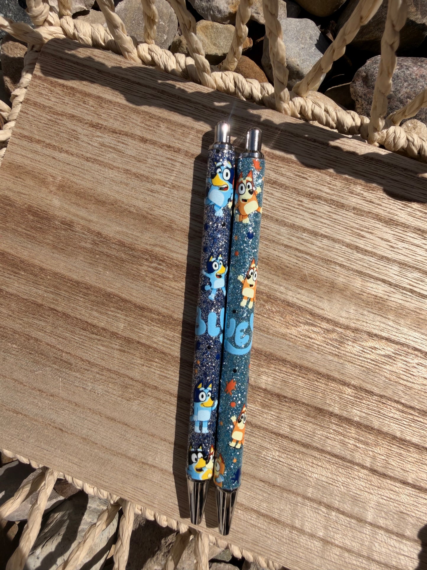 Blue Dog Wrapped Glitter Pen