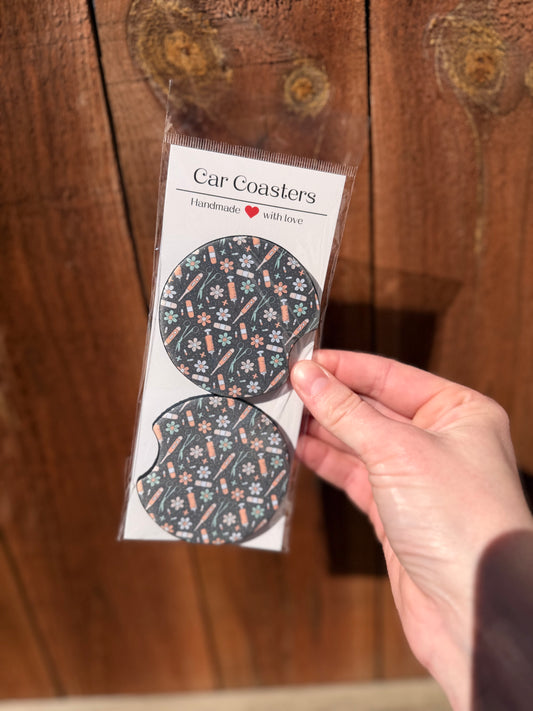 Bandaids and Flowers Car Coasters