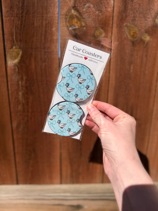 Blue Goose Bow Car Coasters