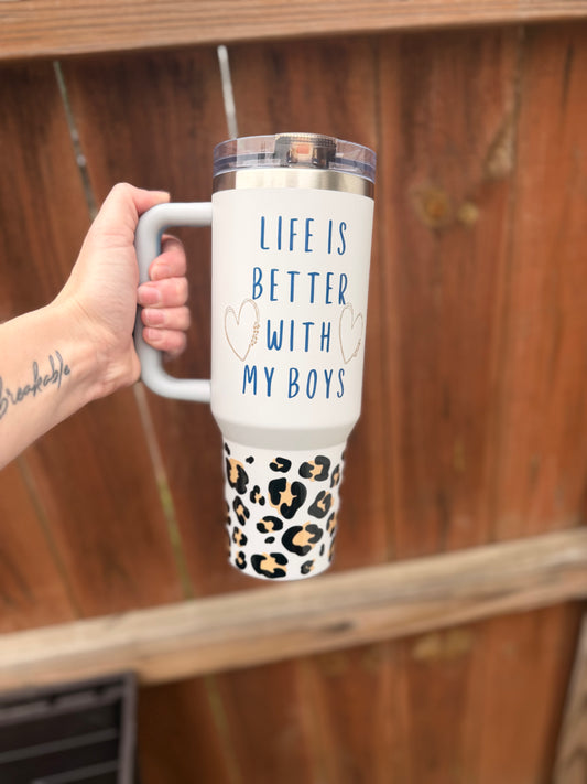 Boy Mama Leopard 40 oz Tumbler