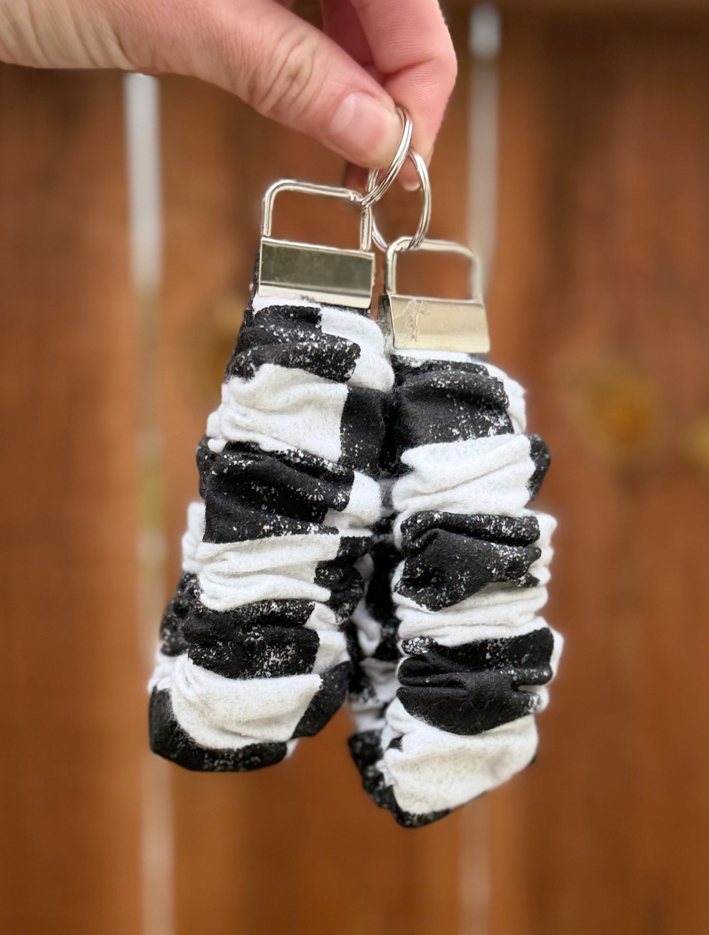 Rustic Checkered Scrunchie Wristlet