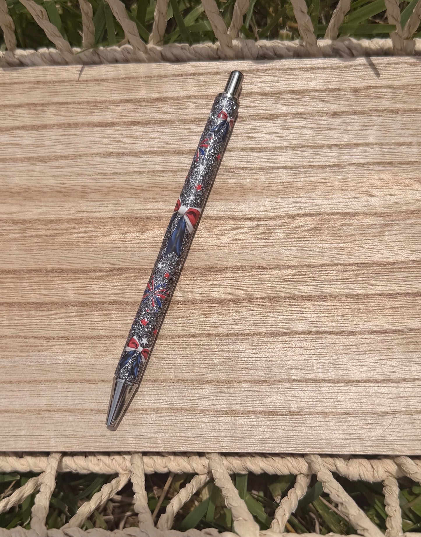 Patriotic Bows Wrapped Glitter Pen