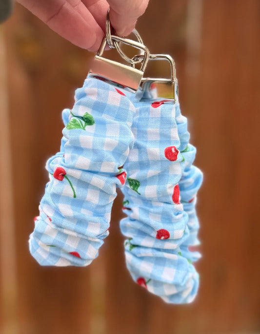 Cherry Gingham Scrunchie Wristlet
