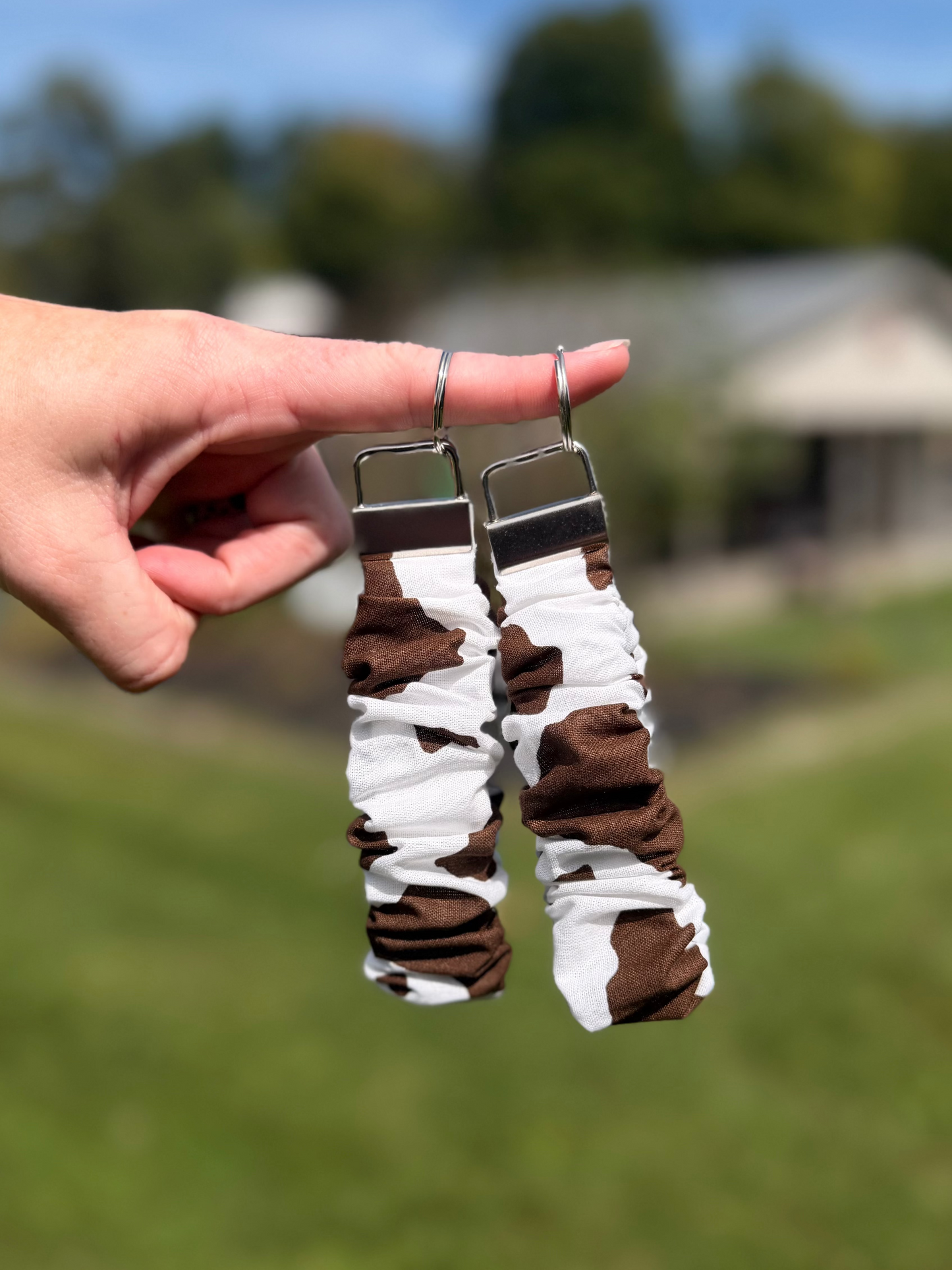 Brown Cowhide Scrunchie Wristlet