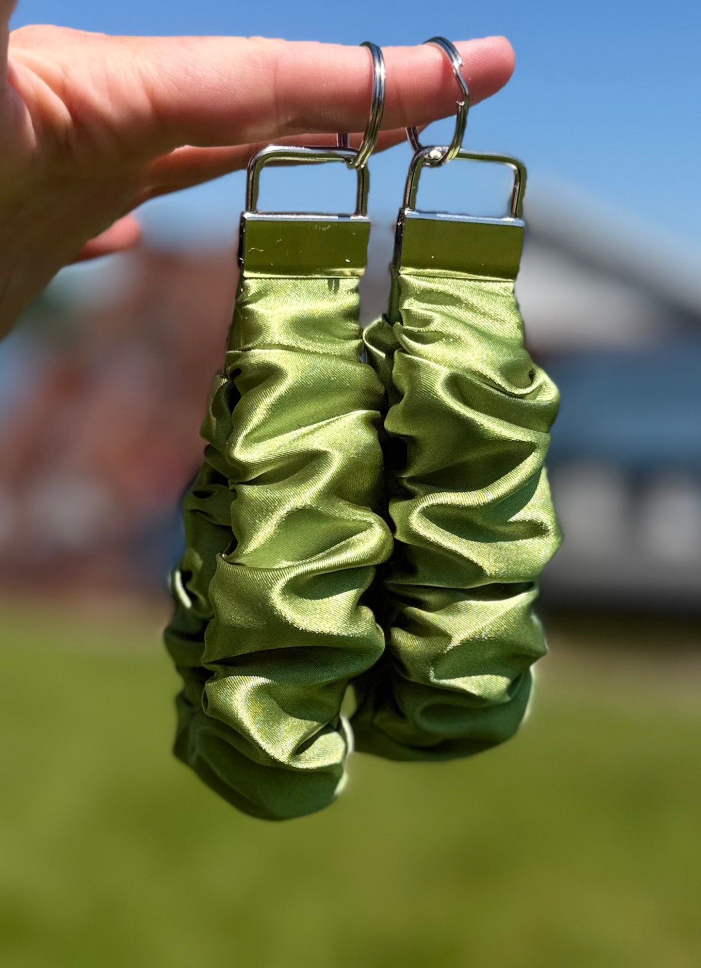 Olive Green Satin Scrunchie Wristlet