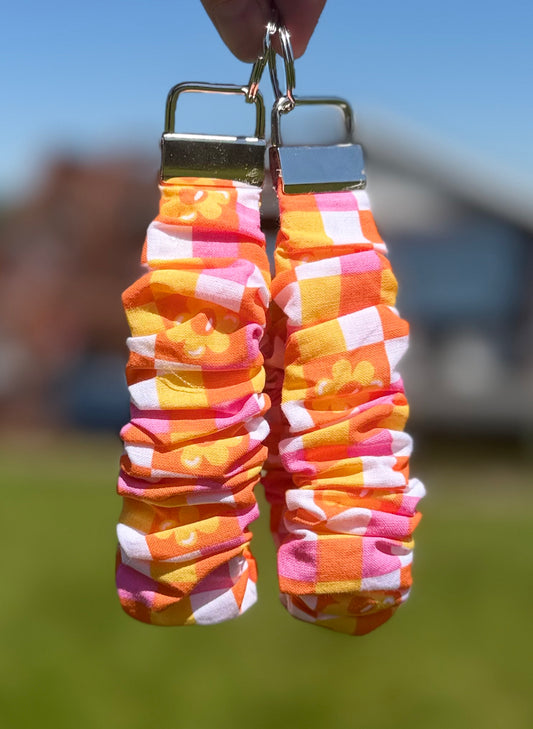 Groovy Checkered Scrunchie Wristlet