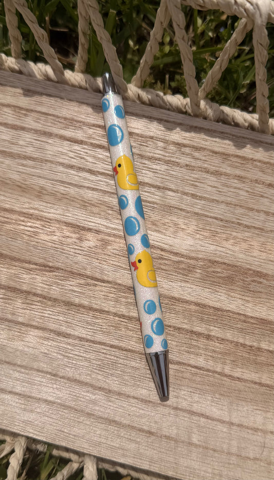 Rubber Ducks and Bubbles Wrapped Glitter Pen