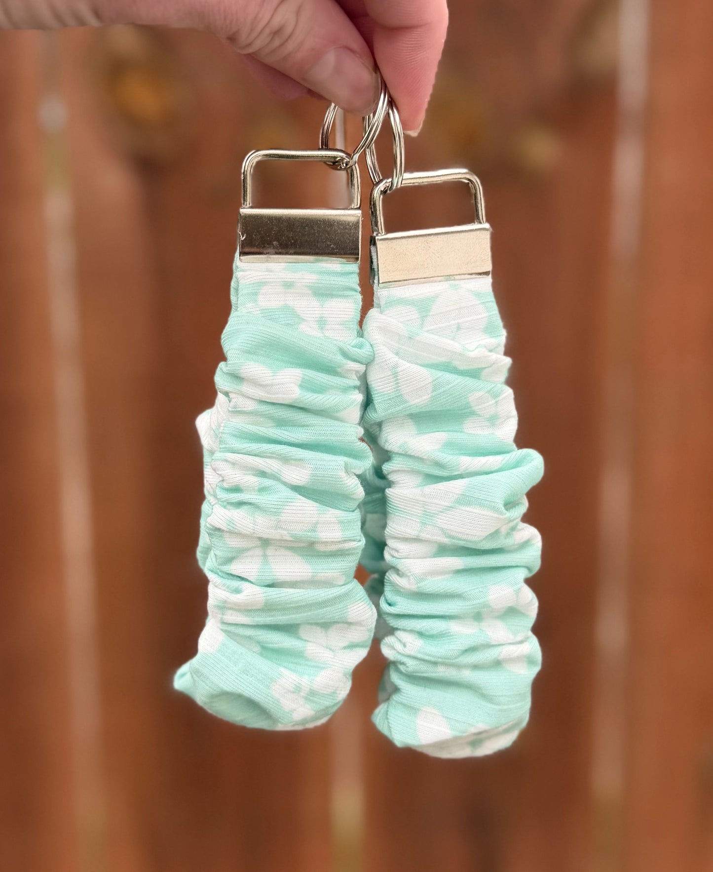 Mint Floral Scrunchie Wristlet