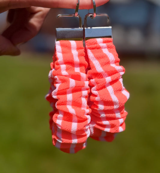 Neon Coral Scrunchie Wristlet