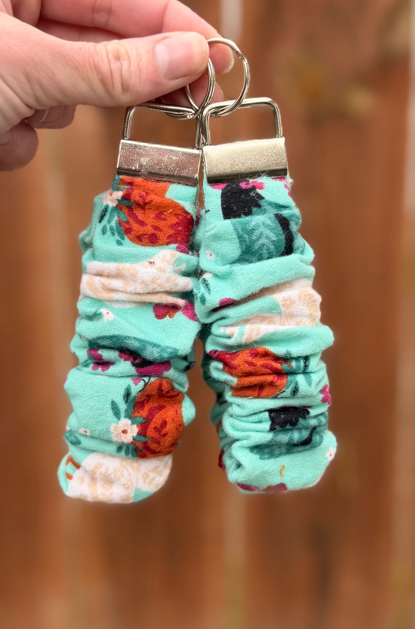Chickens Blue Scrunchie Wristlet