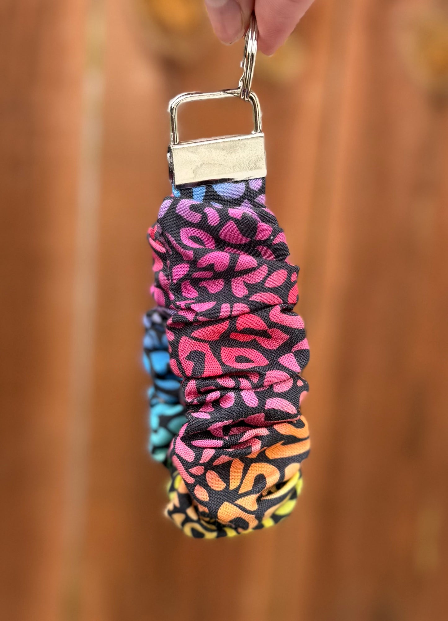 Rainbow Leopard Scrunchie Wristlet