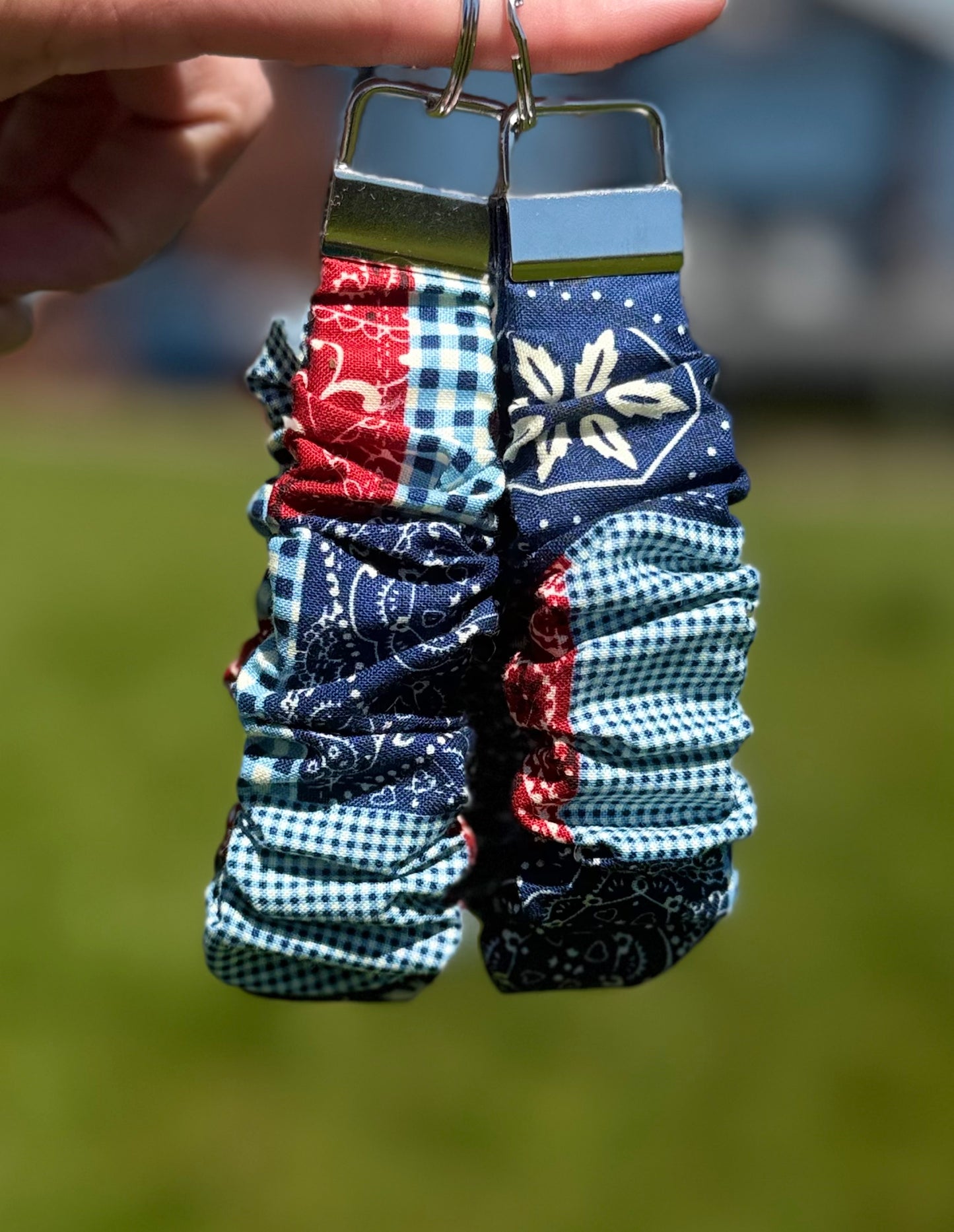 Red, White and Blue Patchwork Scrunchie Wristlet