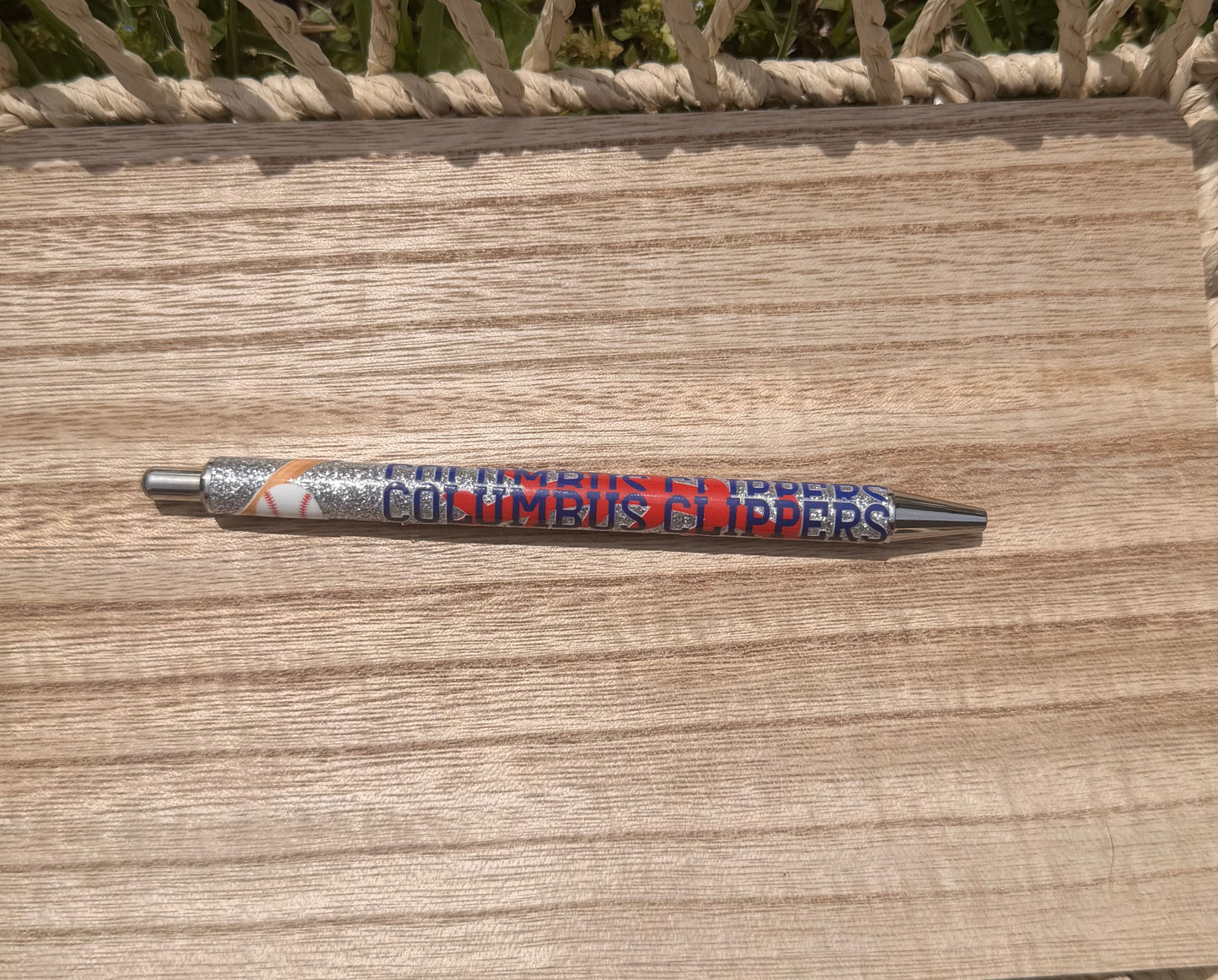 Columbus Clippers Stacked Wrapped Glitter Pen