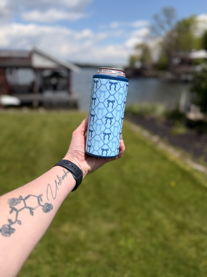 Blue Coquette Bows Slim Can Koozie