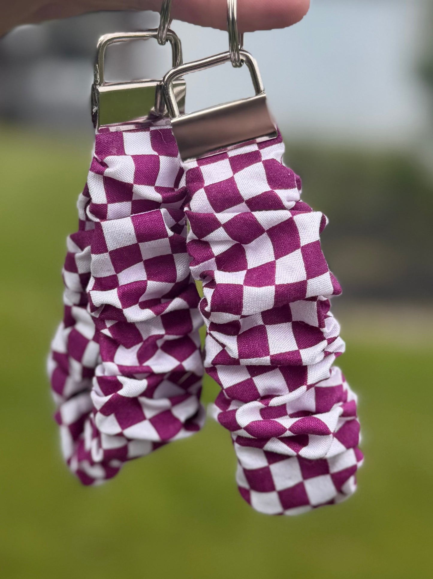 Purple Checkers Scrunchie Wristlet