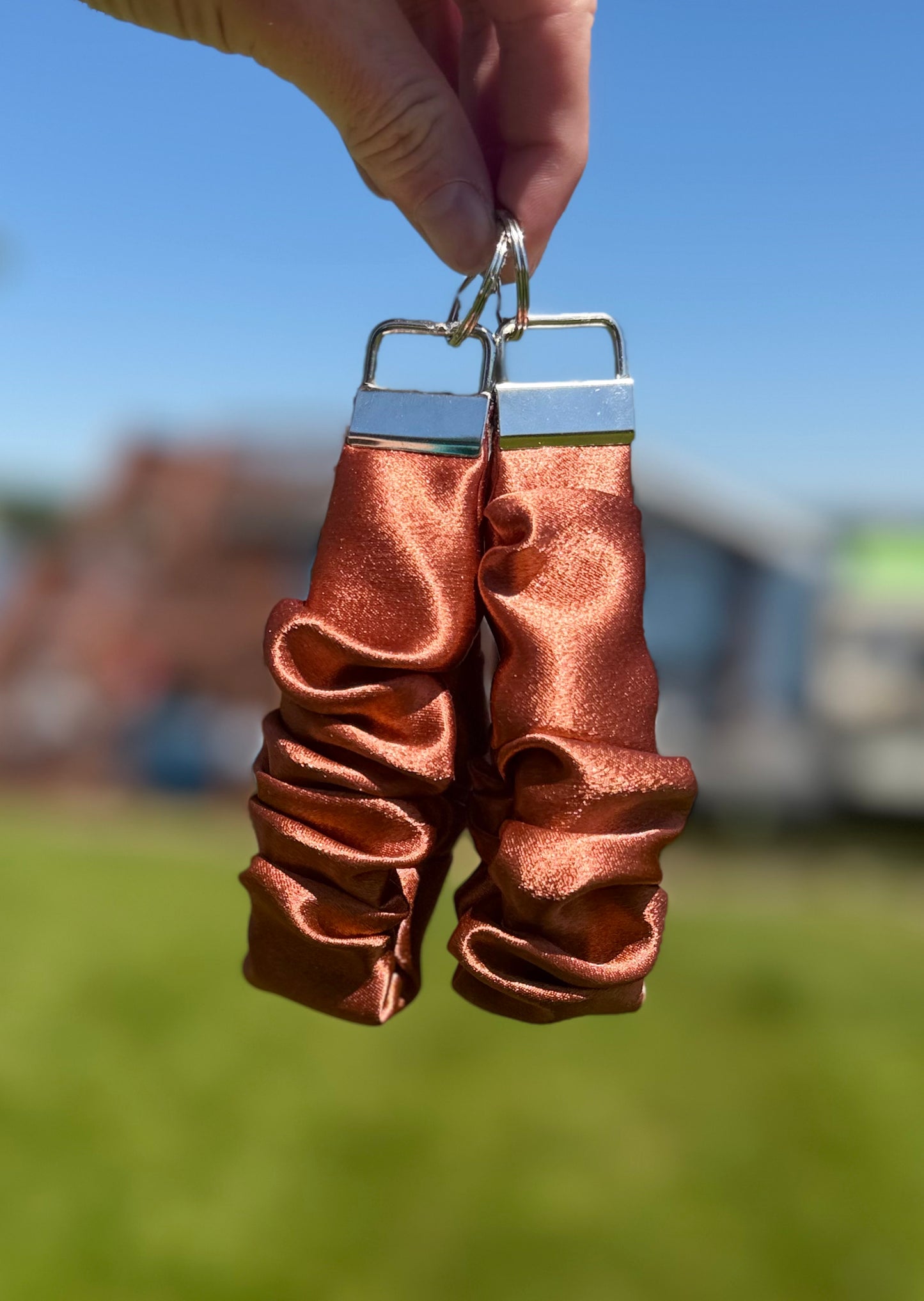 Rust Satin Scrunchie Wristlet