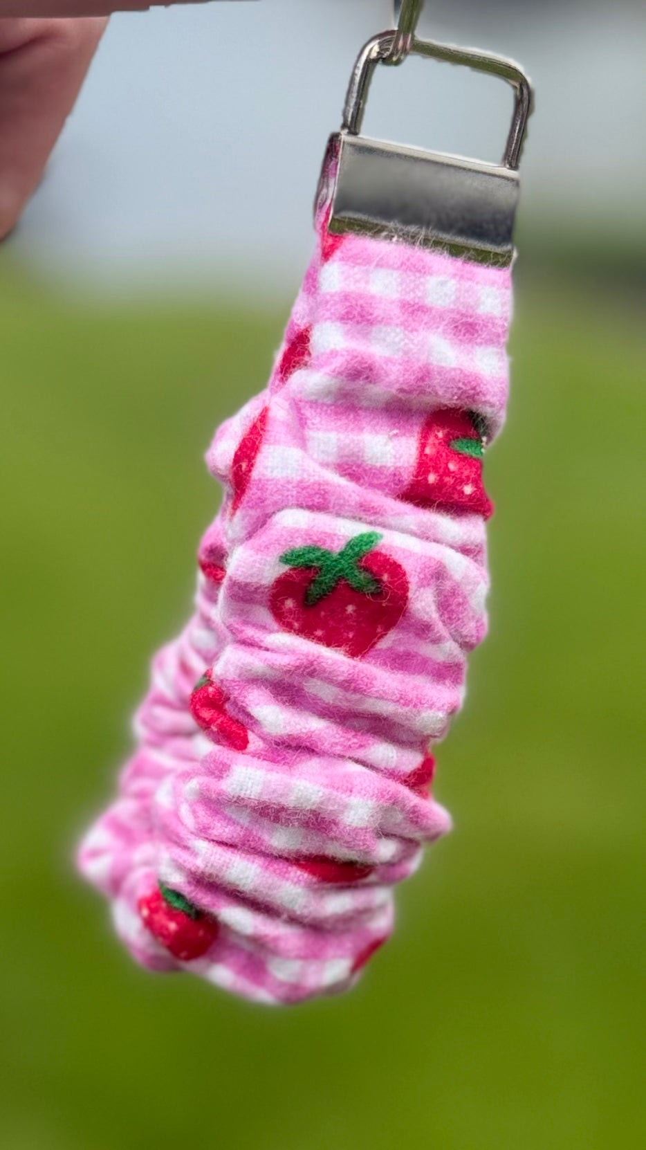 Strawberry Gingham Scrunchie Wristlet