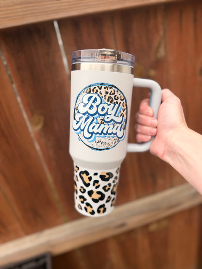 Boy Mama Leopard 40 oz Tumbler