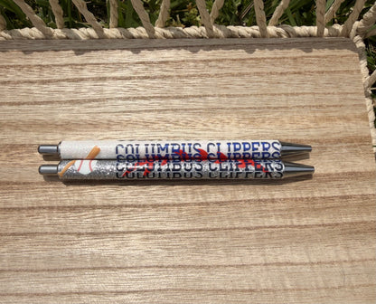 Columbus Clippers Stacked Wrapped Glitter Pen