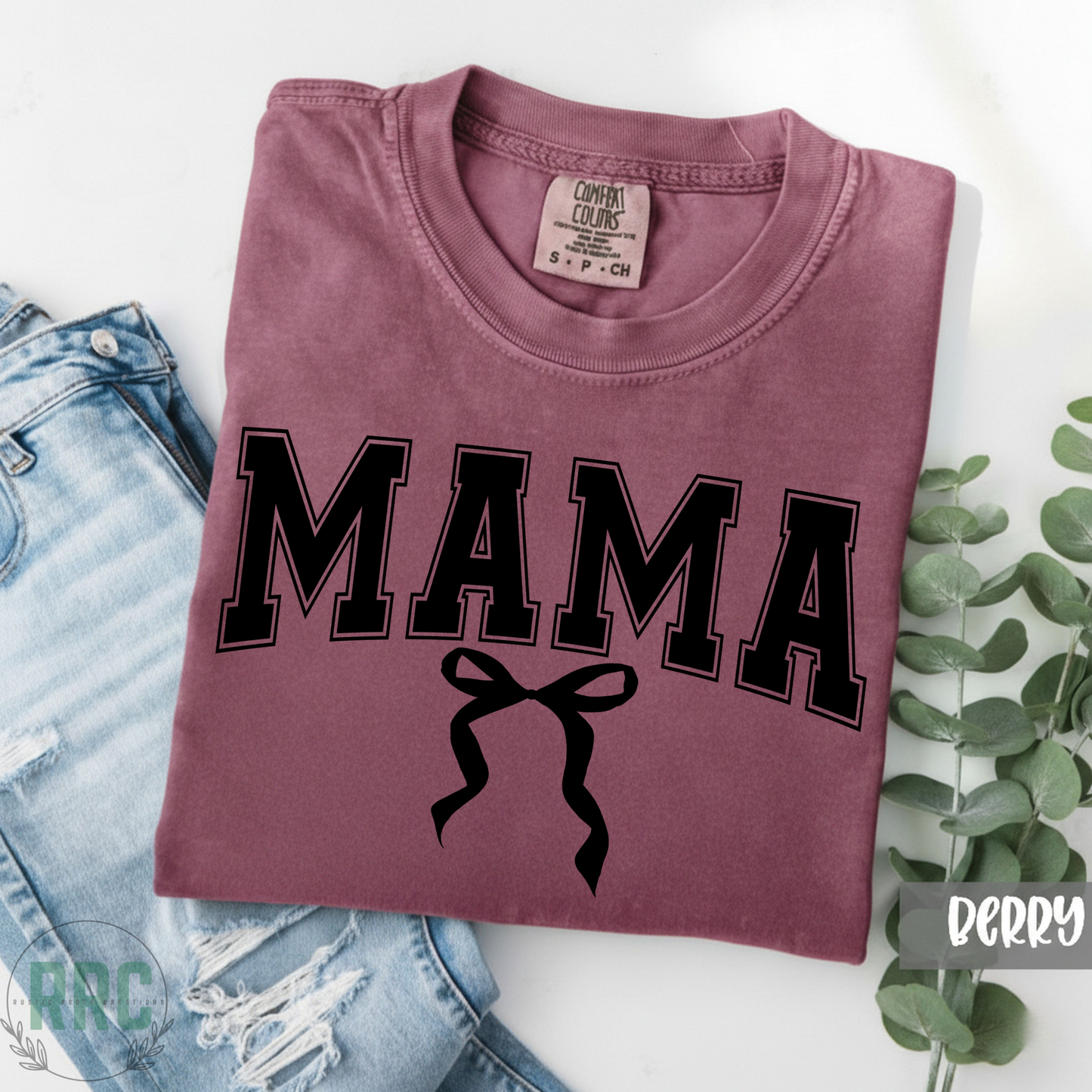 MAMA Black Bow Tee *COMFORT COLORS*