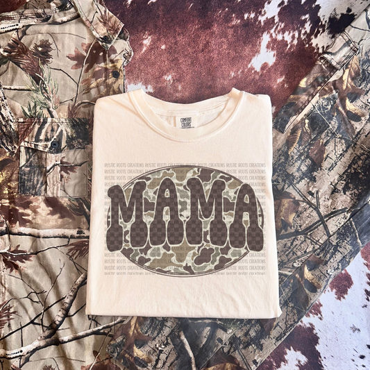 Camo Checkered MAMA Tee *COMFORT COLORS*
