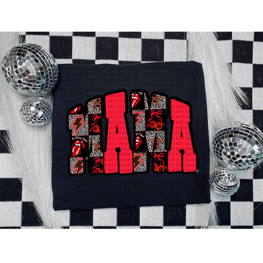 MAMA Red Leopard Cherry Tee *COMFORT COLORS*