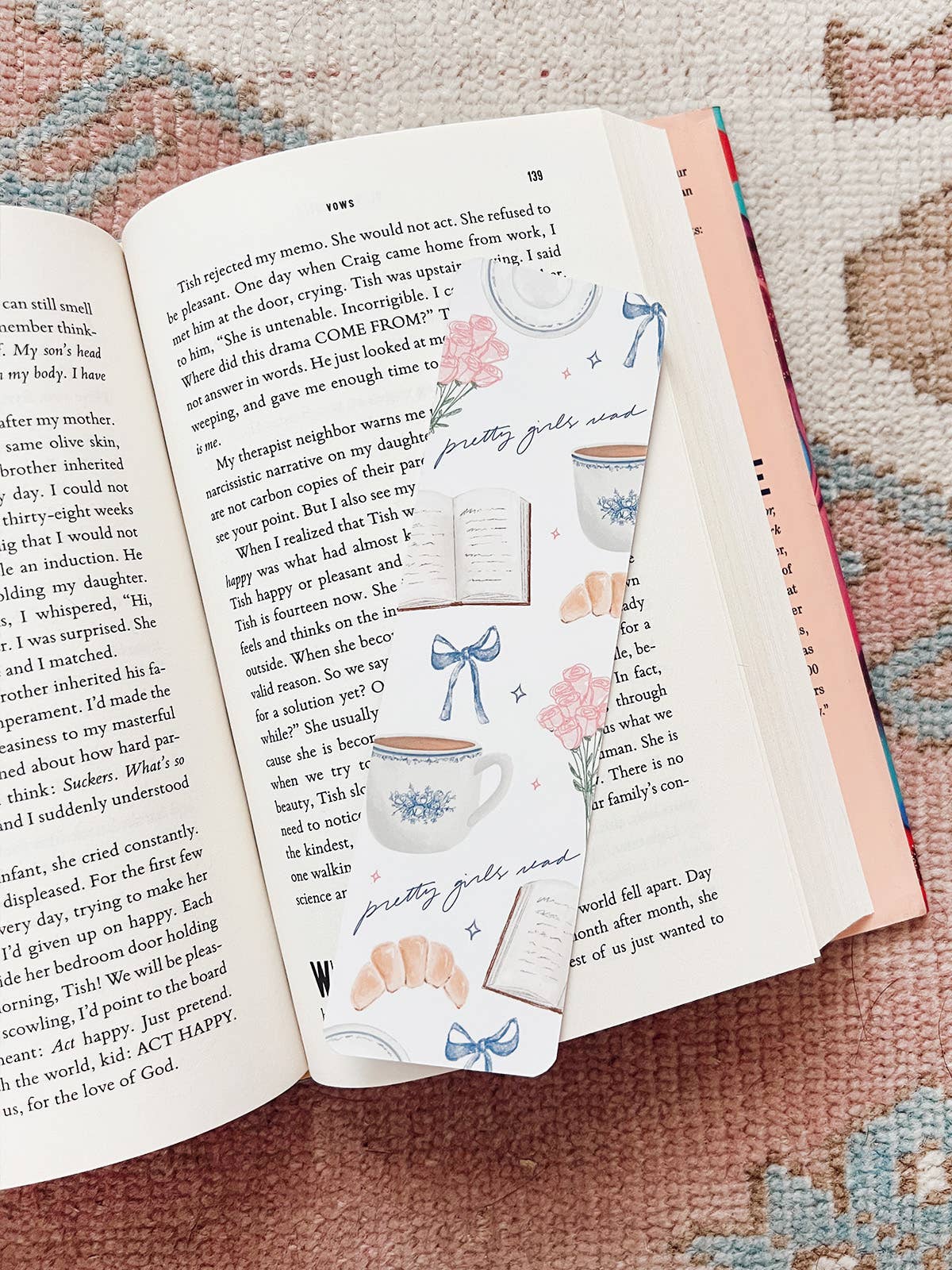 Whimsical Coffee Bookmark - "Pretty Girls Read"