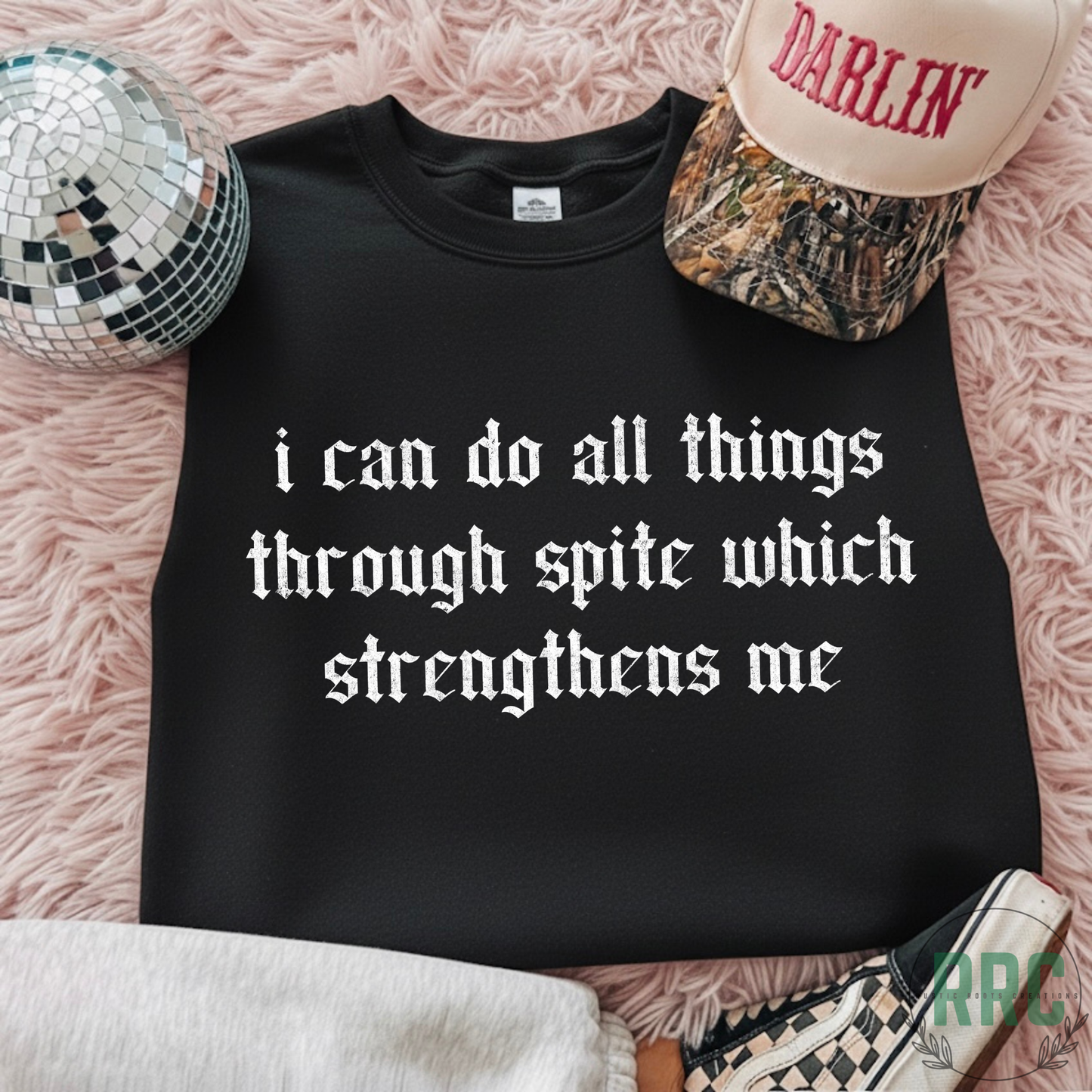 I Can Do All Things Through Spite WHITE FONT Tee GILDEN
