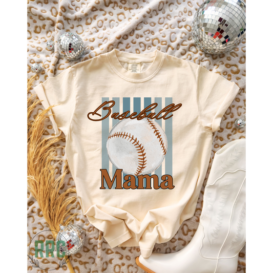 Baseball Mama Stripes Tee *COMFORT COLORS*