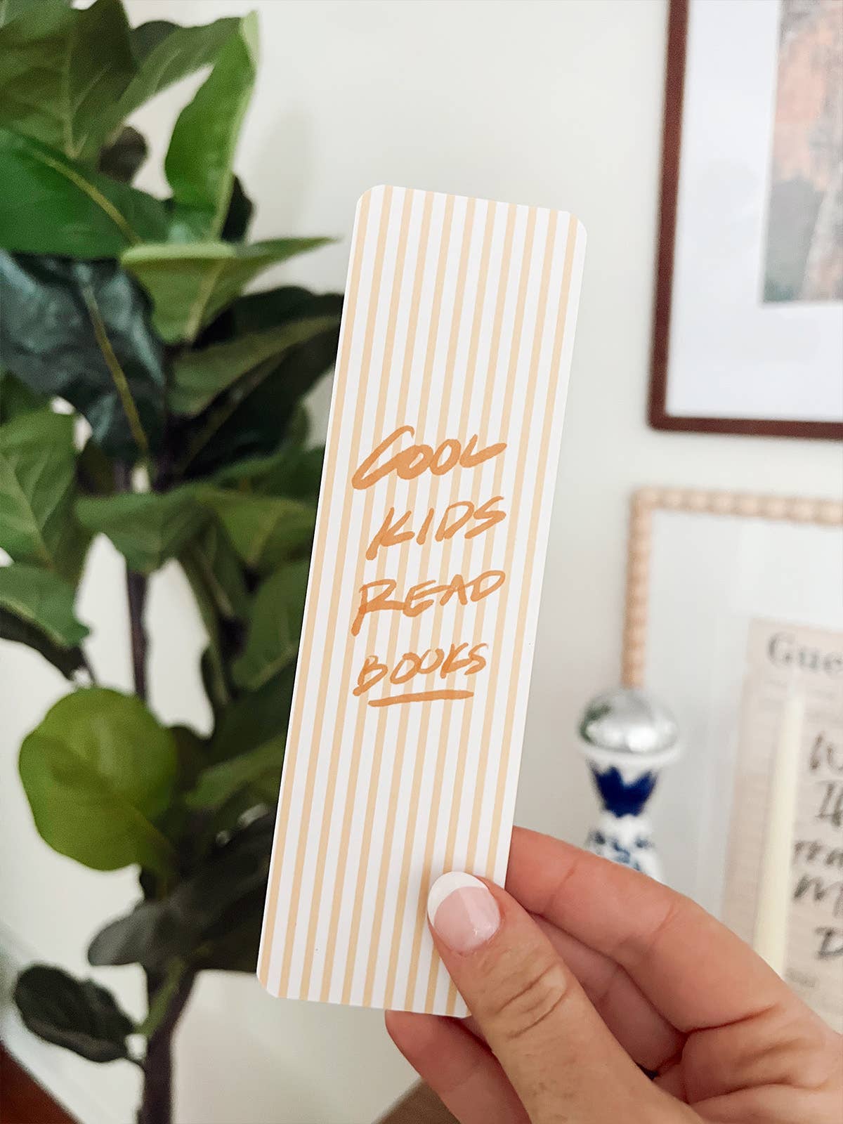 Yellow Striped Bookmark - "Cool Kids Read Books"