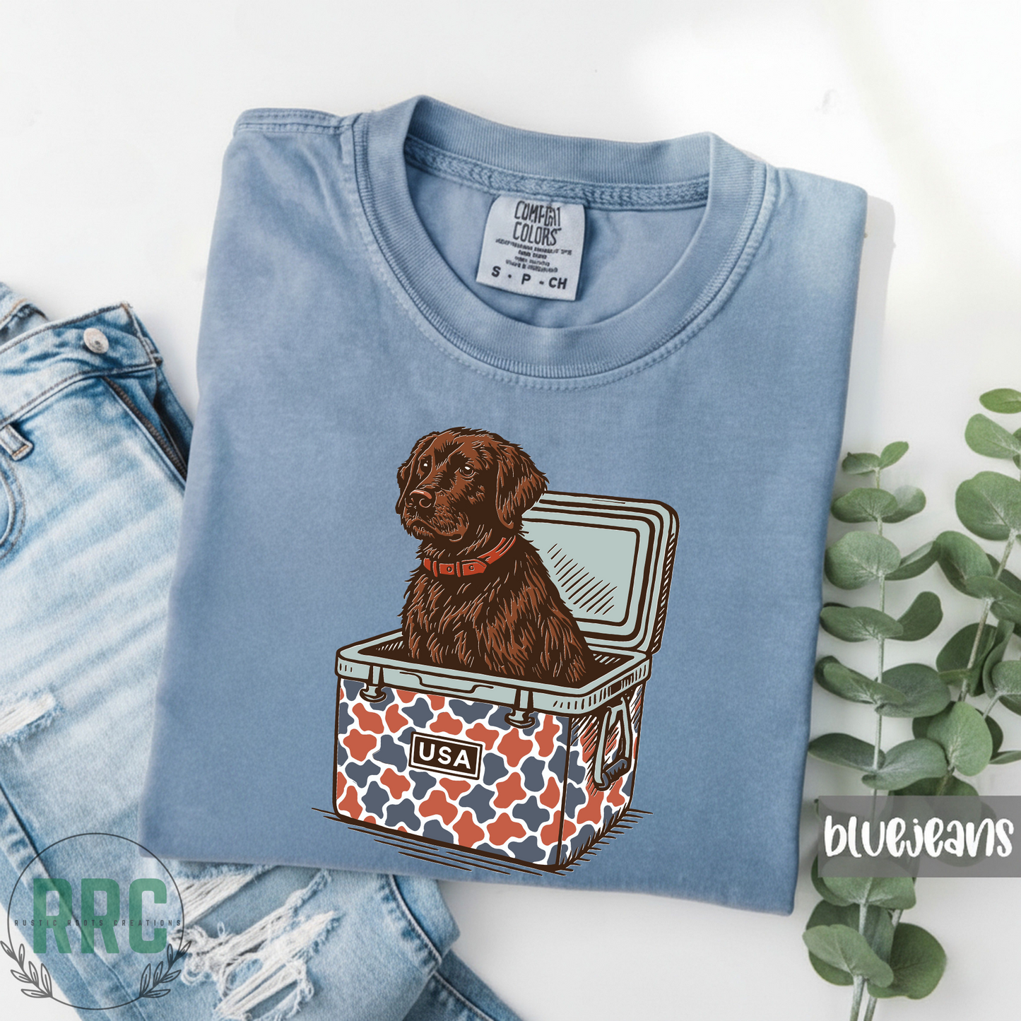 Chocolate Lab Patriotic Cooler *COMFORT COLORS*